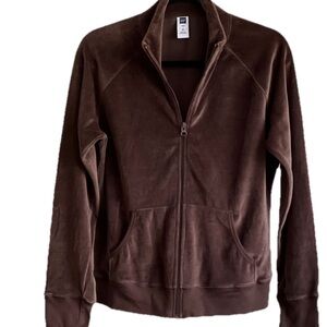 Vintage Y2K GAP Chocolate Brown Velour Zip Up Jacket made in Juicy Couture Style